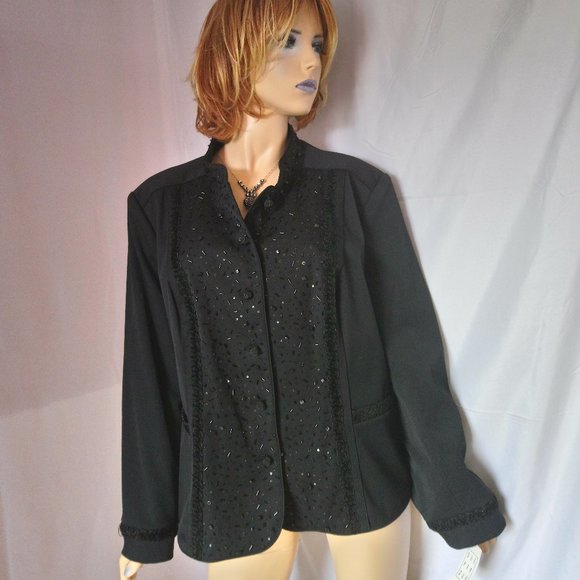 Nwt $198 DUÉ PER DUÉ  Beaded Evening Jacket Sz 22W - Picture 4 of 7